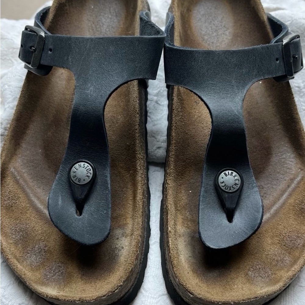 Birkenstock Blue and Brown Thong Sandals